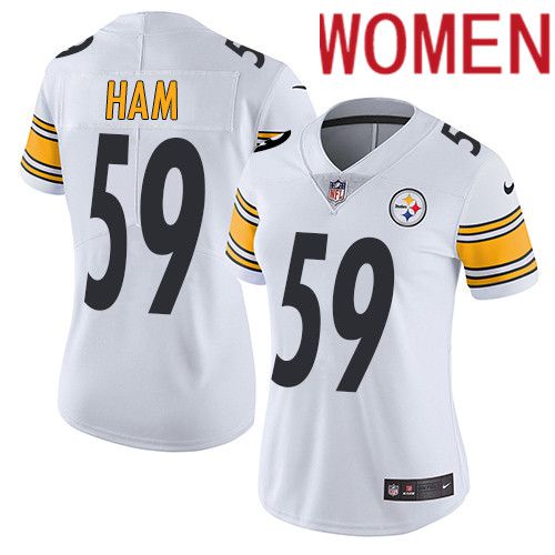 Women Pittsburgh Steelers 59 Jack Ham Nike White Vapor Limited NFL Jersey